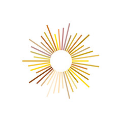 An abstract transparent retro golden art deco sunburst shape design element.