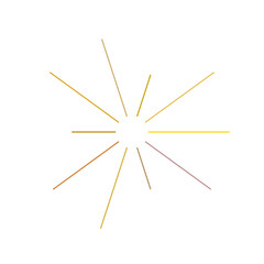 An abstract transparent retro golden art deco sunburst shape design element.