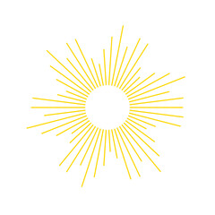 An abstract transparent retro golden art deco sunburst shape design element.