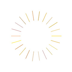 An abstract transparent retro golden art deco sunburst shape design element.