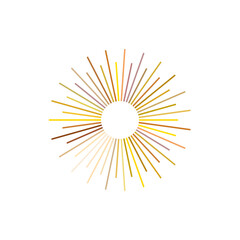 Obraz premium An abstract transparent retro golden art deco sunburst shape design element.