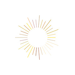 An abstract transparent retro golden art deco sunburst shape design element.