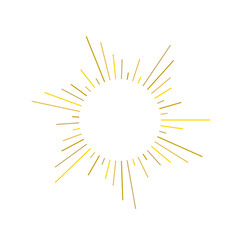 An abstract transparent retro golden art deco sunburst shape design element.