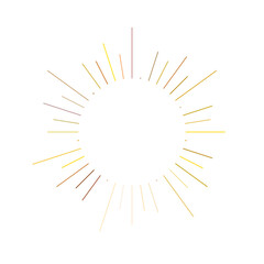 An abstract transparent retro golden art deco sunburst shape design element.