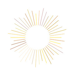 An abstract transparent retro golden art deco sunburst shape design element.