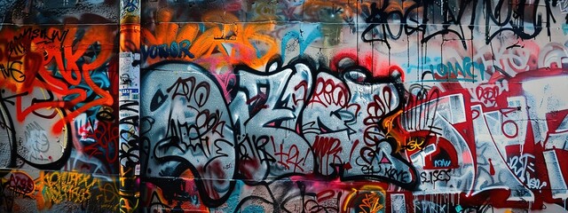 Obraz premium graffiti wall abstract background, Generative Ai not real photo, idea for artistic pop art background backdrop 