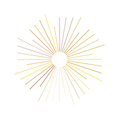 Obraz premium An abstract transparent retro golden art deco sunburst shape design element.