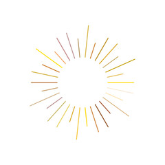An abstract transparent retro golden art deco sunburst shape design element.