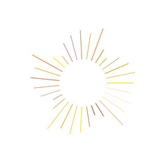 An abstract transparent retro golden art deco sunburst shape design element.