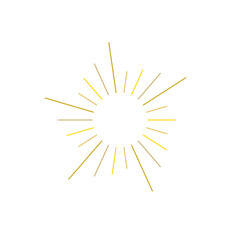 An abstract transparent retro golden art deco sunburst shape design element.