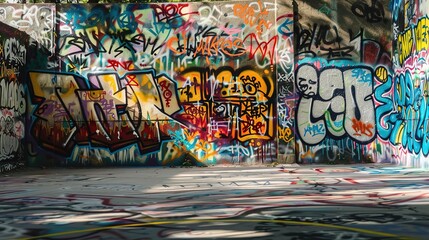 Obraz premium graffiti wall abstract background, Generative Ai not real photo, idea for artistic pop art background backdrop 