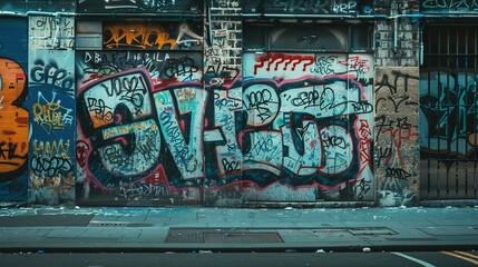 graffiti wall abstract background, Generative Ai not real photo, idea for artistic pop art background backdrop	
