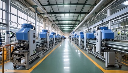 Fototapeta premium Machinery and production lines within a modern manufacturing facility