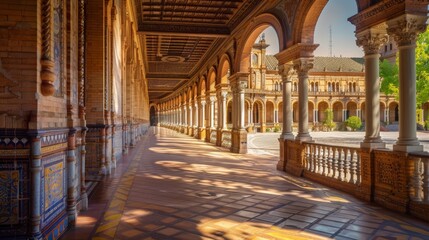 Plaza de Espana in Seville, Andalusia, Spain 