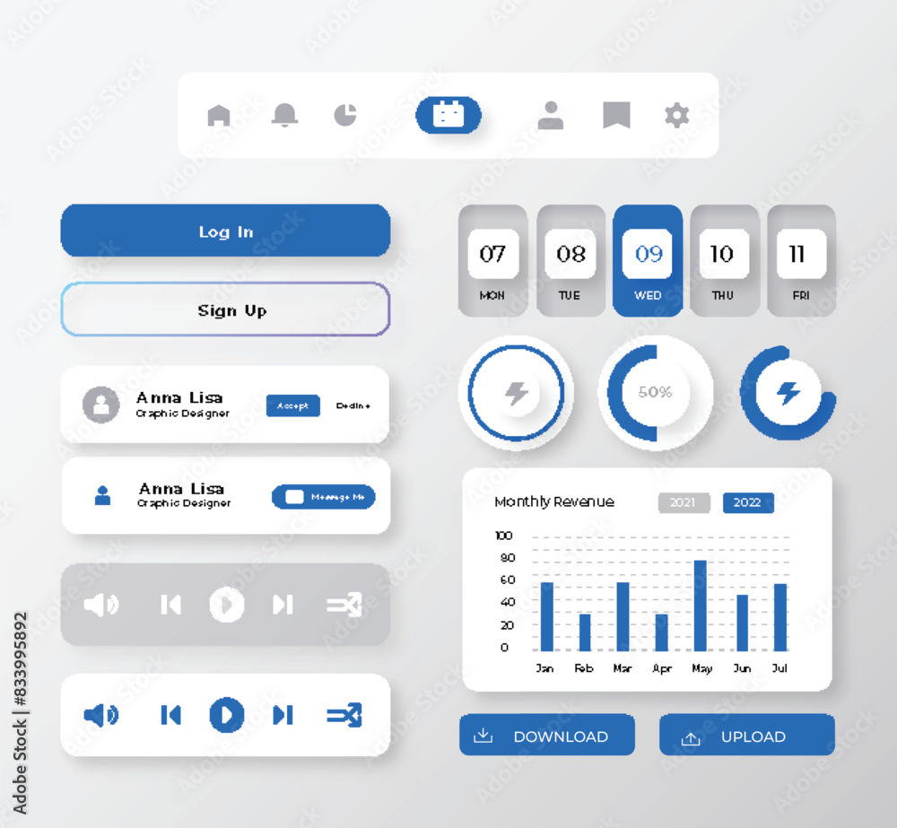 Poster ui kit element vector template premium collection