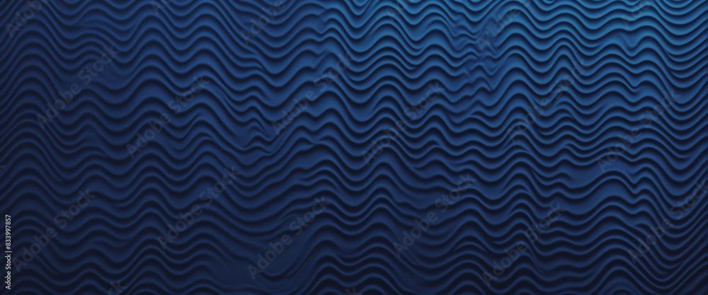 Poster dark blue abstract gradient background with a dynamic wave pattern in orange and purple, perfect for