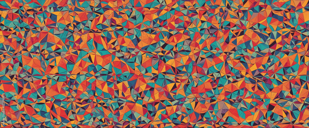 Poster infinite geometric abstraction: vibrant seamless pattern with rich textures and modern design