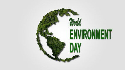 Only One Earth, World Environment day concept 3d design. Happy Environment day, 05 June. World map with Environment day text 3d background illustration. 