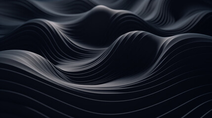 Black wavy smooth dynamic background. Conceptual rubber surface for design.