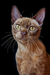 Burmese cat (Colored Pencil) - Originated in Burma, known for their sleek, muscular build and outgoing, affectionate nature 