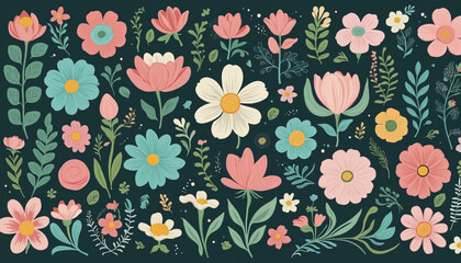 Abstract floral vector collection with vintage artwork and pastel colors on isolated background, perfect for modern wedding designs