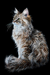 LaPerm cat (Colored Pencil) - Originated in the United States, known for their curly, tousled coat and affectionate, outgoing nature 