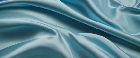 Fototapeta premium Swirling Blue Silk Fabric Abstract with Waves