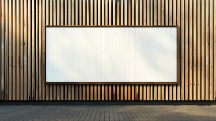 Billboard on the background of a wall on the street. Ooh blank advertising banner mockup. City horizontal ad.