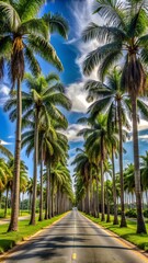 Fototapeta premium palm trees on the street