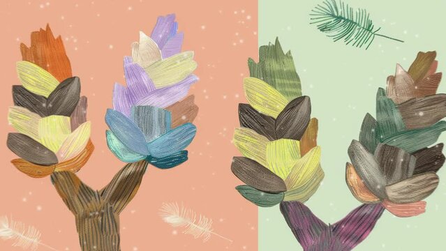 pine cone logo in abstract line art design style. vector animation style. Animations