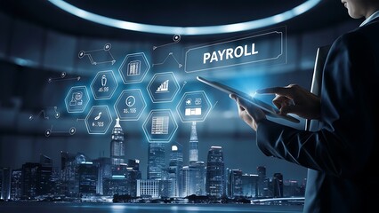Obraz premium Payroll Business finance concept on virtual screen.