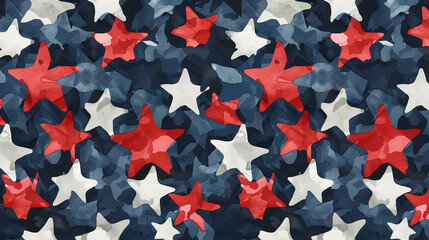 Red and white and blue, American flag abstract background, with stars