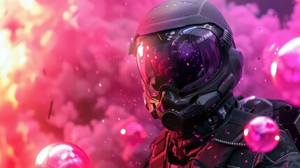 A tactical suit and color bombs for a war game, banner