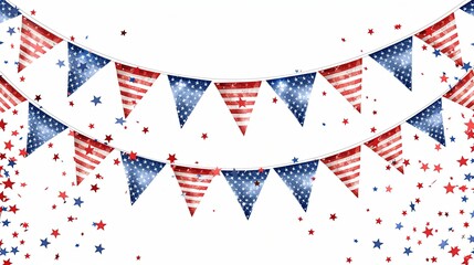 Obraz premium Patriotic Bunting with American Flags and Stars