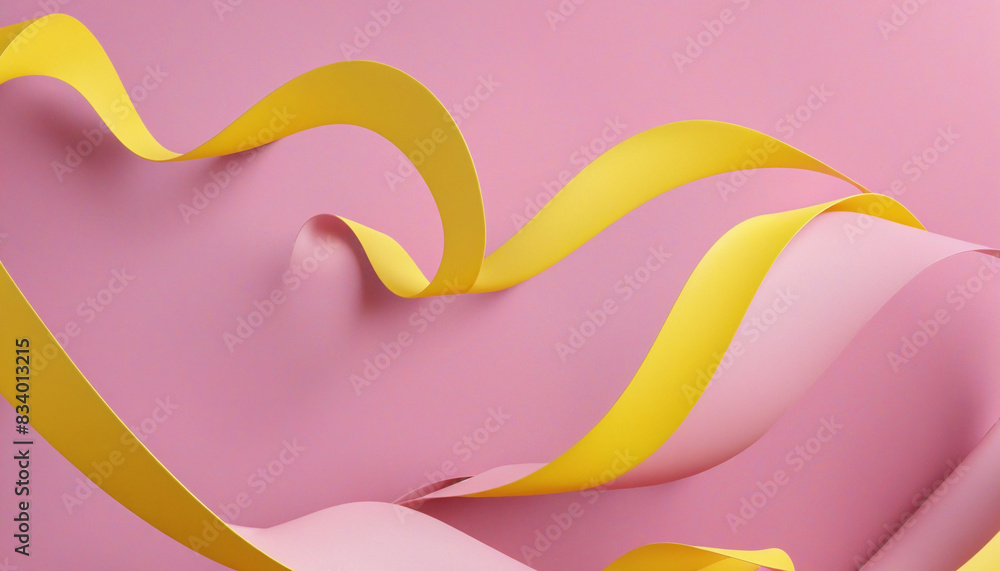 Poster abstract three-dimensional wave curve design concept with modern pink and yellow gradient colors