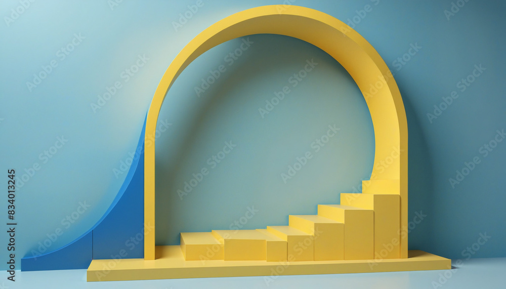 Poster modern 3d architectural render with geometric elements in a minimalist setting for product presentat