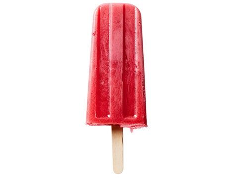red popsicle ice cream isolated on white background, clipped cutout