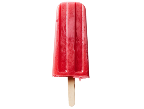 red popsicle ice cream isolated on white background, clipped cutout