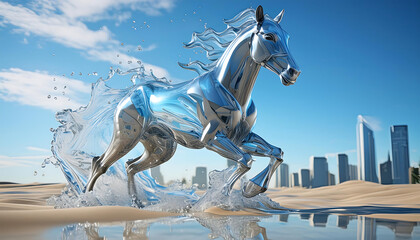 Naklejka premium horse in the city