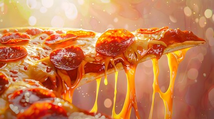 Mouthwatering Spinning Pepperoni Pizza Slice with Melted Cheese and Glistening Olive Pixel Art Animation