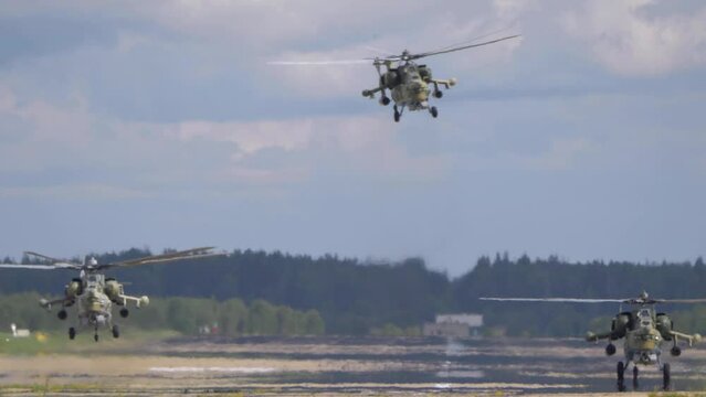 attack helicopters Mil Mi-28, STRIZHI Aerobatic Team 30TH Anniversary Event.
