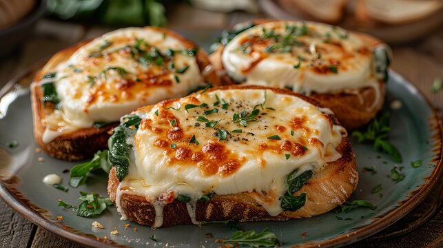 Savory mozzarella sandwiches, cooked to perfection and topped with a golden-brown crust, rest on a plate, inviting you to indulge in their cheesy goodness.