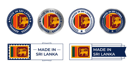 Sri Lanka Flag, Sri Lanka Flag Stamp, Made in Sri Lanka. Sri Lanka Verified, Country Flag Stamp, Verified, Certified, Made in, Tag, Seal, Stamp, Silver, Flag, Icon vector.