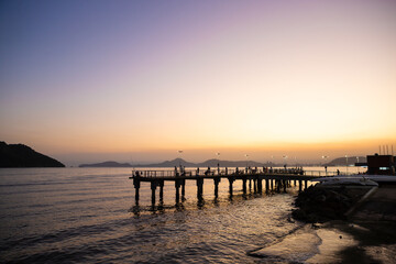 Fototapeta premium Fisherman's deck at Ponta da Praia in Santos