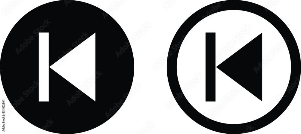 Poster previous button icon set in two styles isolated on white background . back button icon vector