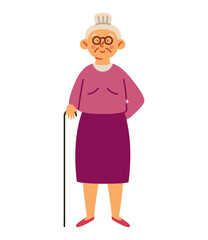 old woman with cane