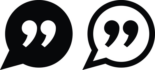 Quote speech bubble icon set in two styles  . Quote icon with speech bubble . Vector illustration