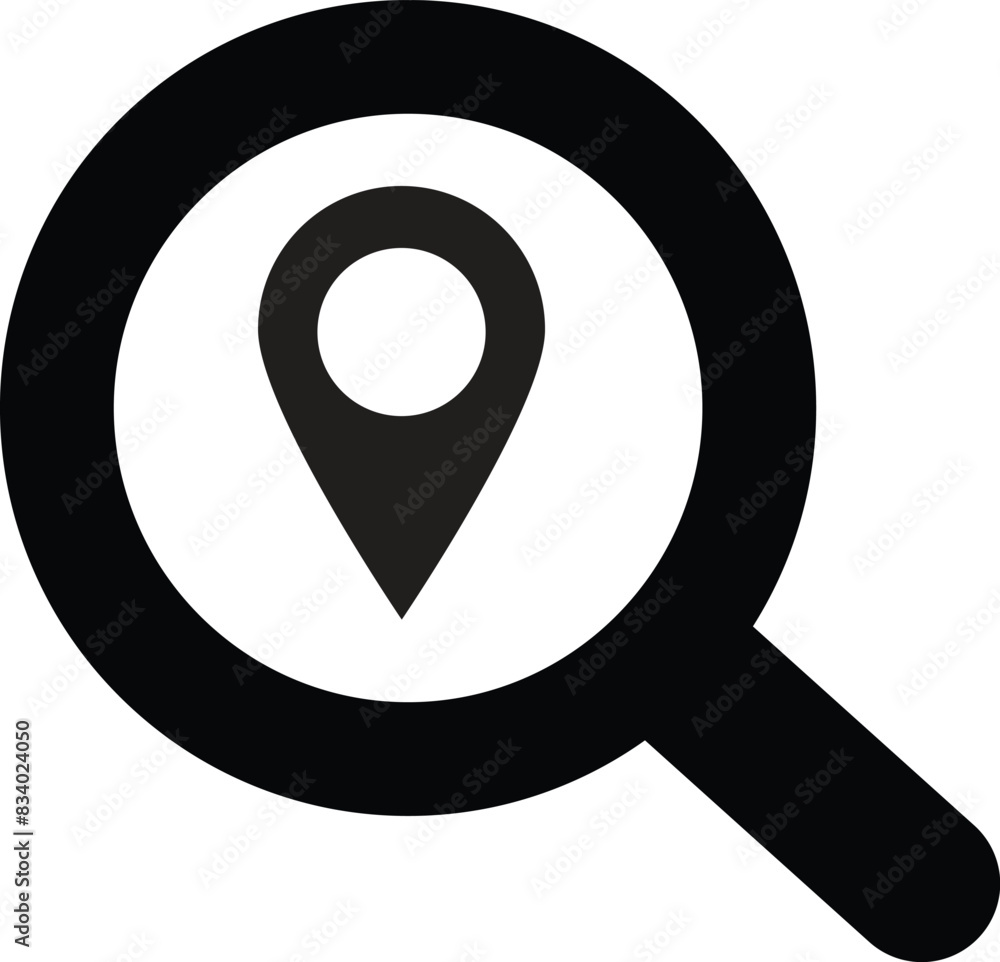 Aufkleber search location icon. search internet web with location pin icon vector