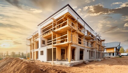 A new building under constriction with copy space