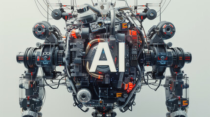 Fototapeta premium A highly detailed futuristic robotic mechanism labeled 